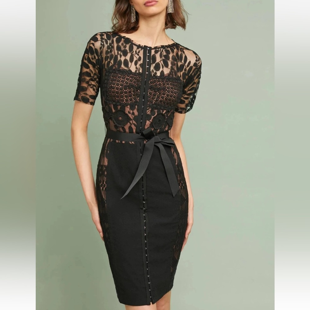 Beguile Byron Lars for Anthropologie Black Lace Carissima Sheath Dress - Picture 14 of 16
